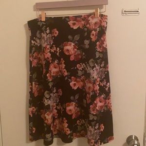 Black Skirt with Pink Flower Pattern